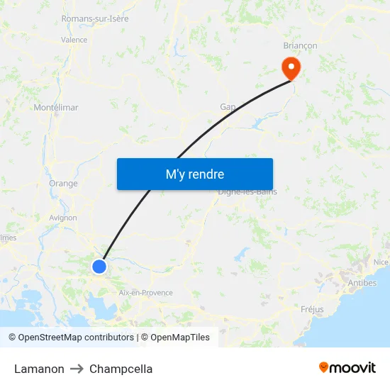 Lamanon to Champcella map