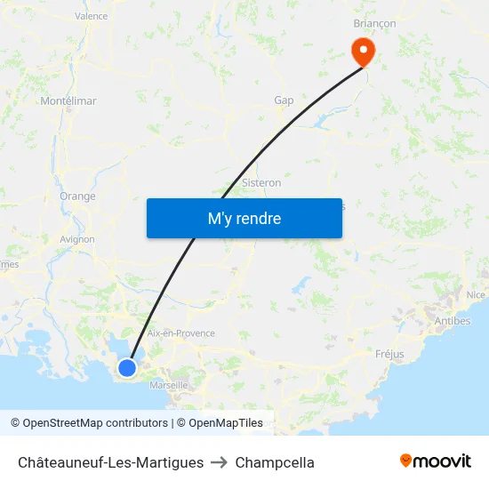 Châteauneuf-Les-Martigues to Champcella map
