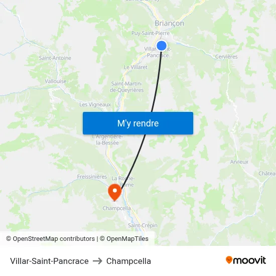Villar-Saint-Pancrace to Champcella map