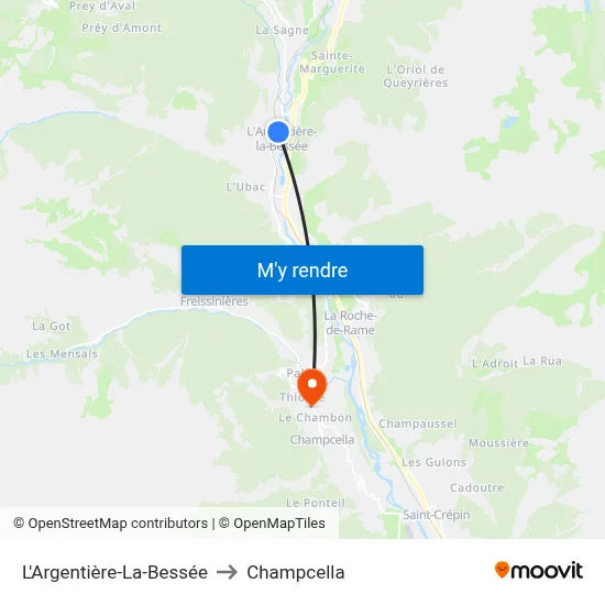 L'Argentière-La-Bessée to Champcella map