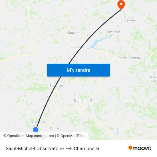 Saint-Michel-L'Observatoire to Champcella map