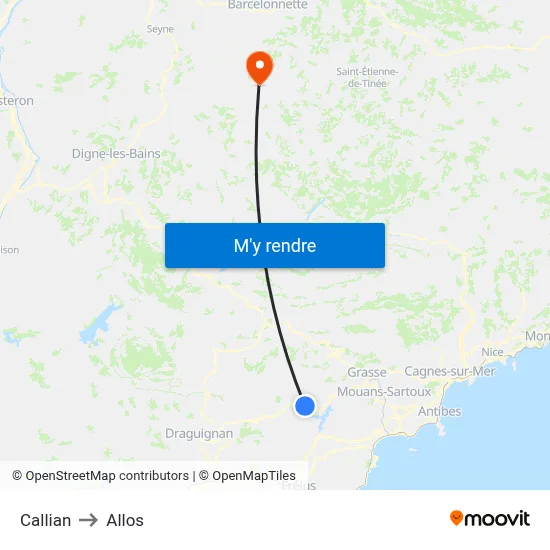 Callian to Allos map
