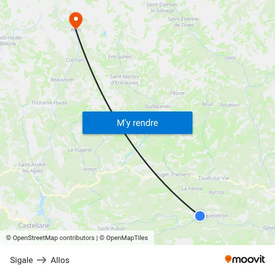 Sigale to Allos map