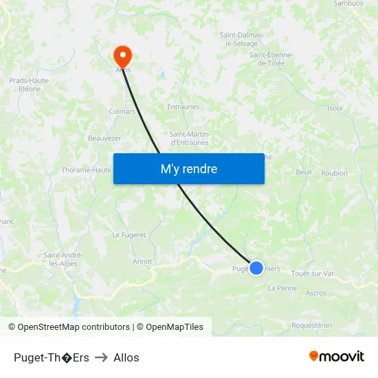 Puget-Th�Ers to Allos map
