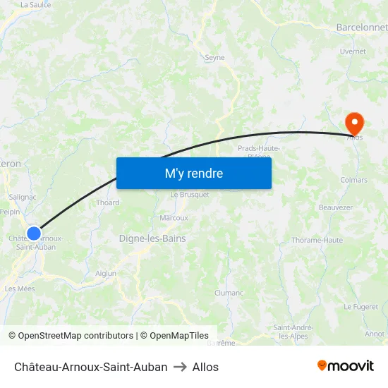 Château-Arnoux-Saint-Auban to Allos map