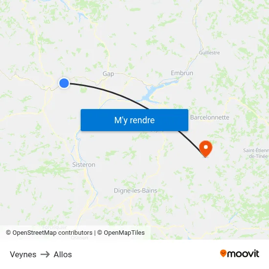 Veynes to Allos map
