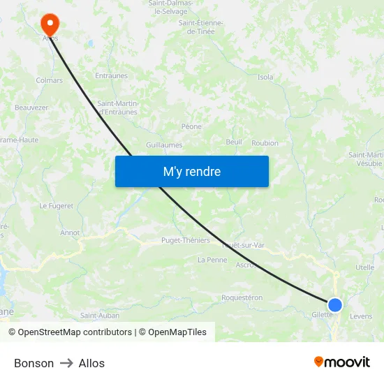 Bonson to Allos map