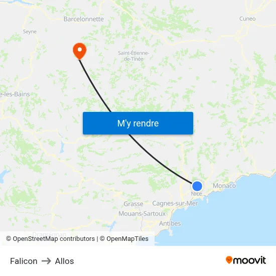Falicon to Allos map