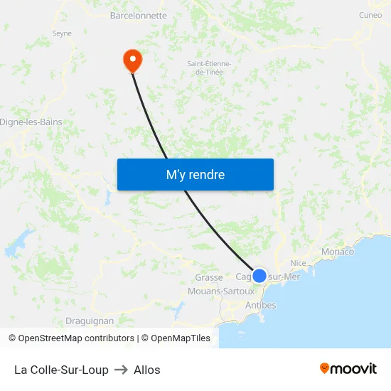 La Colle-Sur-Loup to Allos map