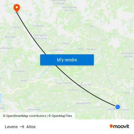 Levens to Allos map