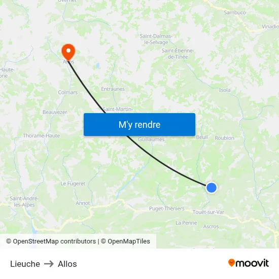 Lieuche to Allos map