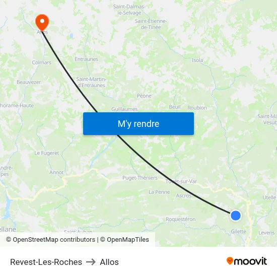 Revest-Les-Roches to Allos map