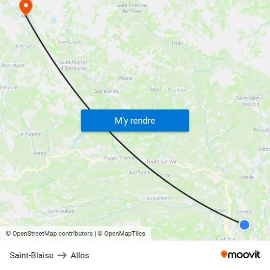 Saint-Blaise to Allos map
