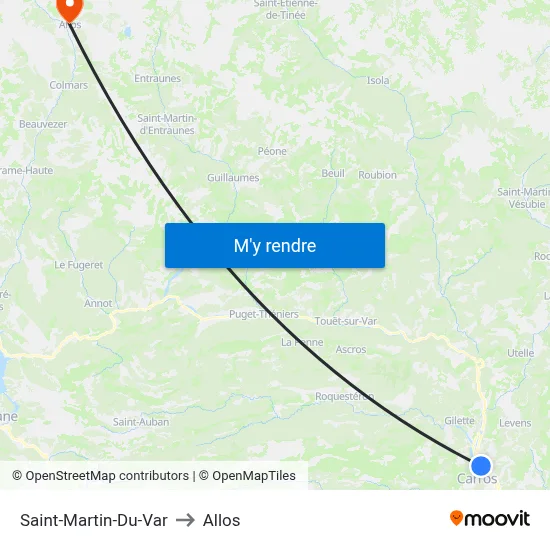 Saint-Martin-Du-Var to Allos map