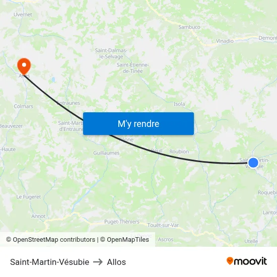 Saint-Martin-Vésubie to Allos map