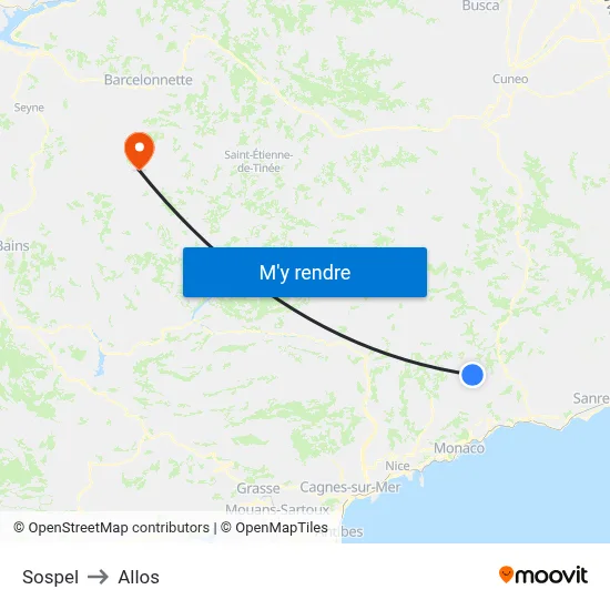 Sospel to Allos map