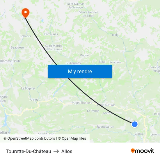 Tourette-Du-Château to Allos map