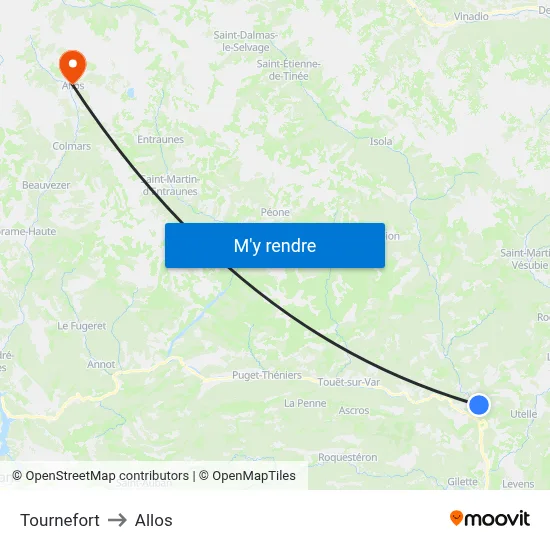Tournefort to Allos map