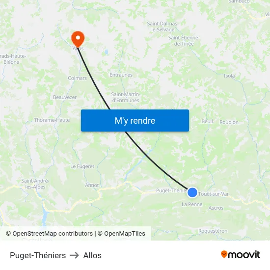 Puget-Théniers to Allos map