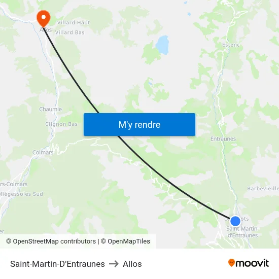 Saint-Martin-D'Entraunes to Allos map