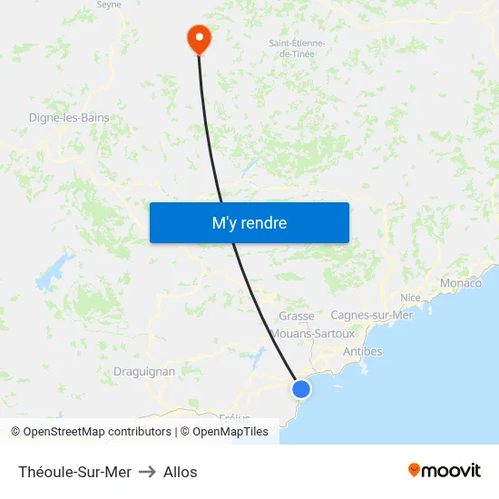 Théoule-Sur-Mer to Allos map