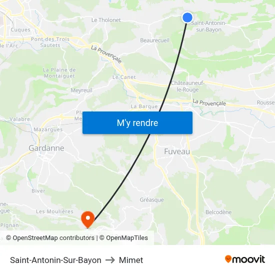 Saint-Antonin-Sur-Bayon to Mimet map
