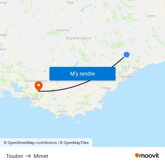 Toudon to Mimet map