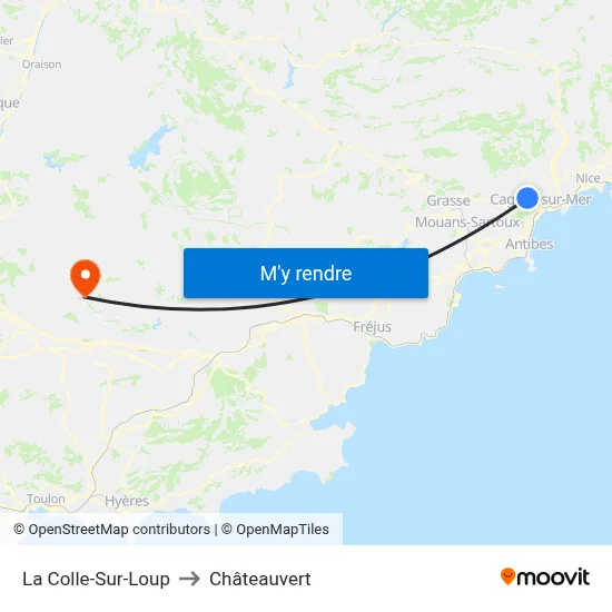 La Colle-Sur-Loup to Châteauvert map