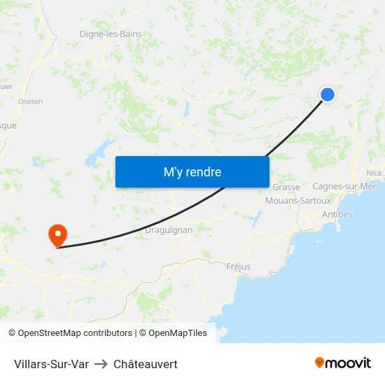 Villars-Sur-Var to Châteauvert map