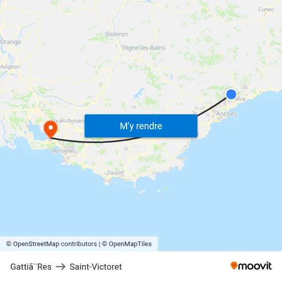 Gattiã¨Res to Saint-Victoret map