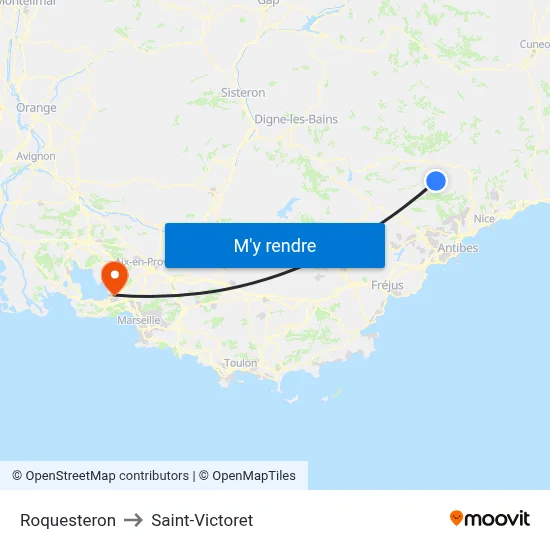 Roquesteron to Saint-Victoret map
