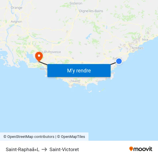 Saint-Raphaã«L to Saint-Victoret map