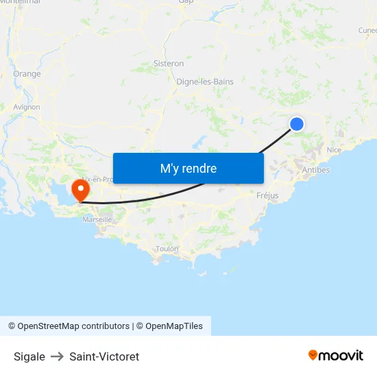 Sigale to Saint-Victoret map