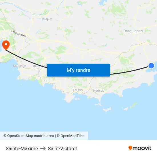 Sainte-Maxime to Saint-Victoret map