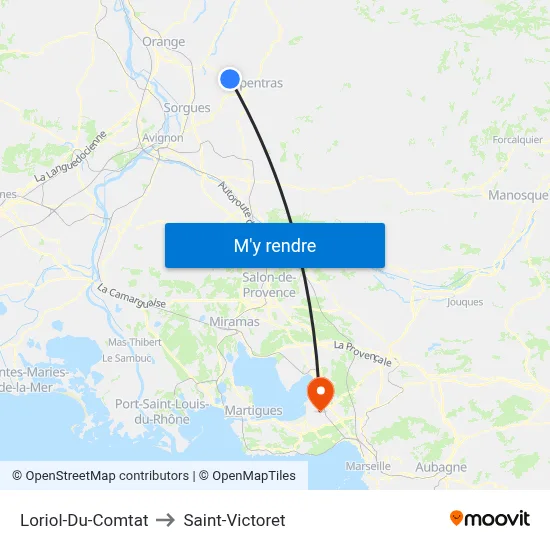 Loriol-Du-Comtat to Saint-Victoret map