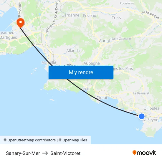 Sanary-Sur-Mer to Saint-Victoret map