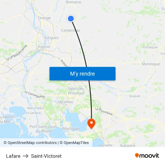 Lafare to Saint-Victoret map