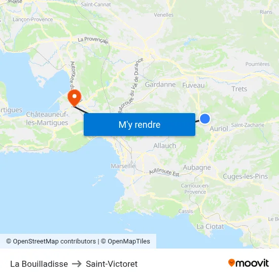 La Bouilladisse to Saint-Victoret map