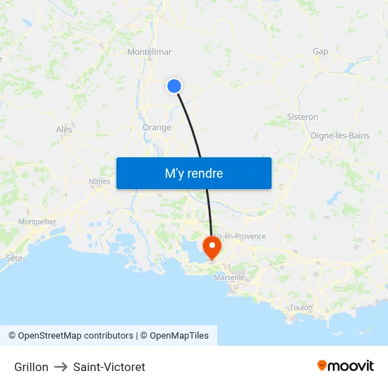 Grillon to Saint-Victoret map