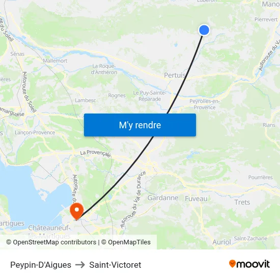 Peypin-D'Aigues to Saint-Victoret map
