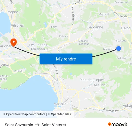 Saint-Savournin to Saint-Victoret map