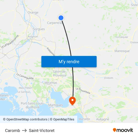 Caromb to Saint-Victoret map