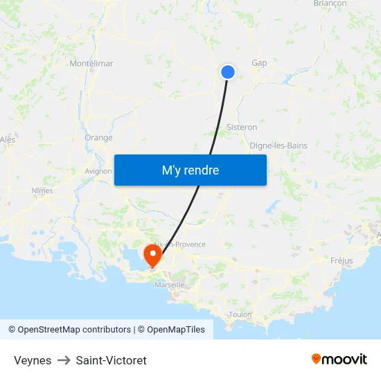 Veynes to Saint-Victoret map