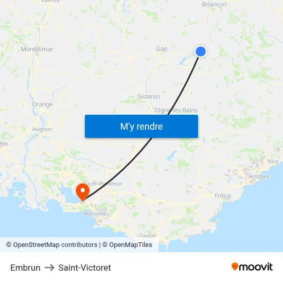 Embrun to Saint-Victoret map