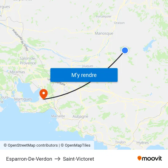 Esparron-De-Verdon to Saint-Victoret map