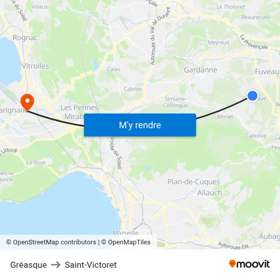 Gréasque to Saint-Victoret map