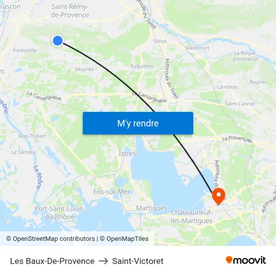 Les Baux-De-Provence to Saint-Victoret map