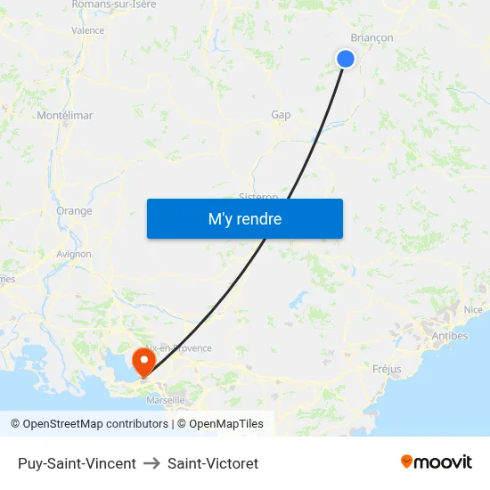 Puy-Saint-Vincent to Saint-Victoret map