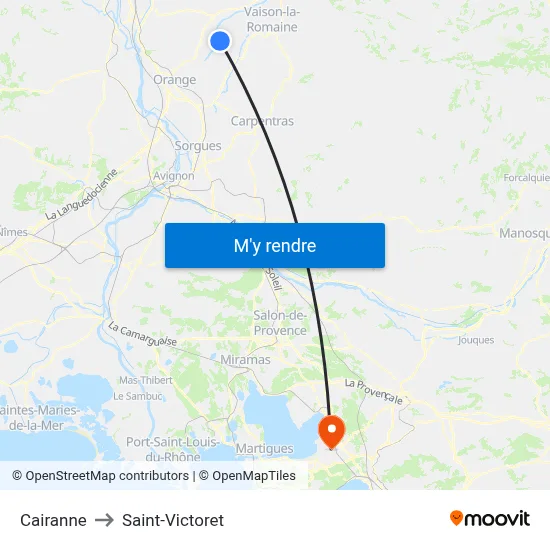 Cairanne to Saint-Victoret map
