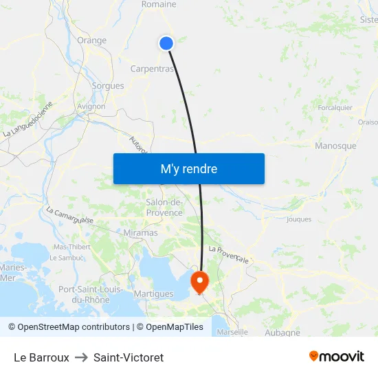 Le Barroux to Saint-Victoret map